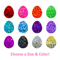 Holographic Sparkle Egg Stickers! – 0.5 to 4 inch – Choose a Size and Color!