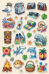 Vacation Beach Ocean Water Sticker Sheet Journal Embellishments PICK A Set