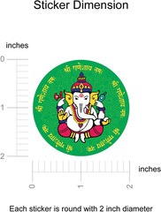 Shree Ganesha Decorative Party Stickers, 40 Count, 2 Inches, Round, 4 Traditiona