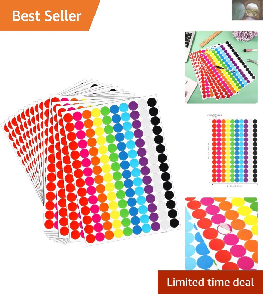 Assorted Neon Circle Stickers – 8400 Count 3/4 Inch for Office & Family Projects