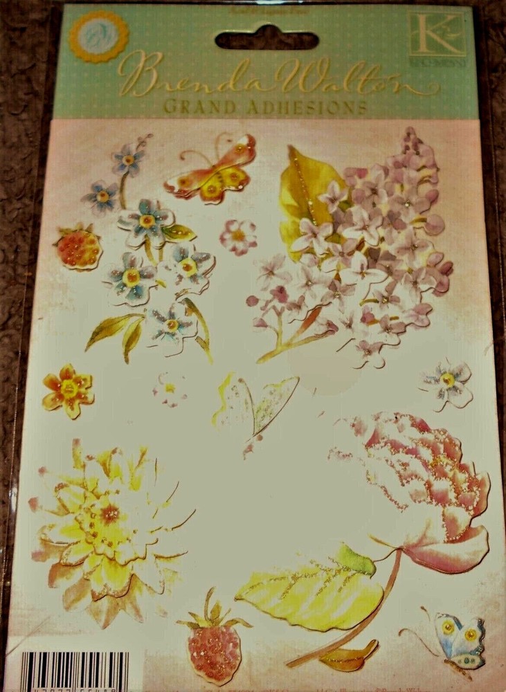 Flowers Pastel Floral Blue Pink Yellow Violet Purple Butterfly K&Co Stickers
