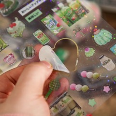 5Pcs Kawaii Glitter Stickers Cute Bear Stars Four-Leaf Clover Phone Decor Decals
