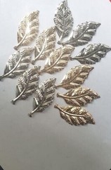 CraftbuddyUS 12pc 25 x 50mm Decorative Metal Filigree Leaf Toppers:Silver & Gold