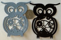 LARGE OWL GEAR Die-Cuts (2pc)Steampunk•Cogs•Sprocket •Earthtone•Machine•Antique