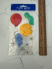 Paper Bliss Adhesive Accent 4PC Multi-Color Balloons w/Wire Scrapbooking Craft