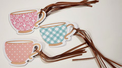 CELEBRATE IT Vintage Blush PARTY GIFT TAGS with Ribbon – TEA CUP – 10 pcs