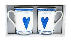 Beautifully Designed 45th Sapphire Wedding Anniversary Set of Ceramic Mugs wi…