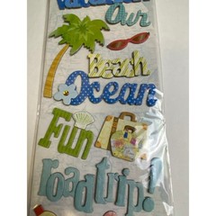 K&C Company Happy Trails Adhesive Chipboard Beach Vacation Sticker Set