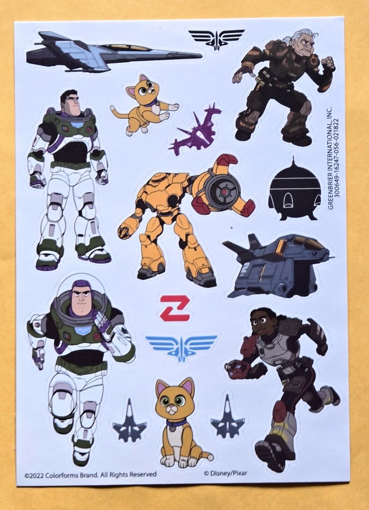 Disney Pixar Lightyear Sticker Single Sheet