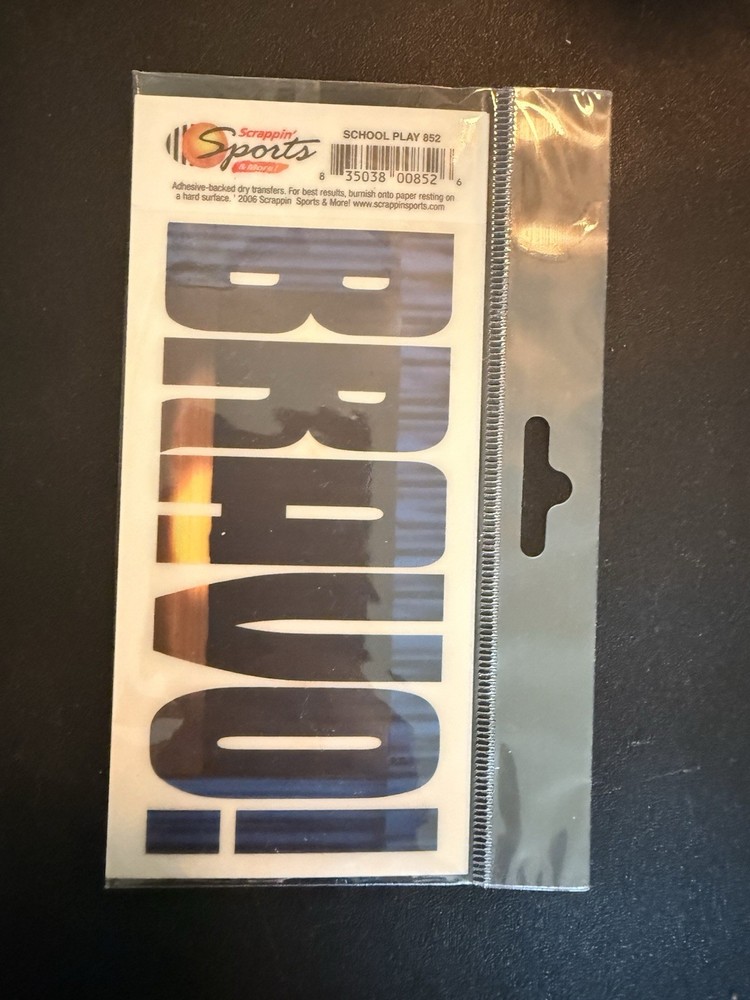 Scrappin Sports BRAVO! SCHOOL PLAY 852 Rub-On Transfers Decals NIP
