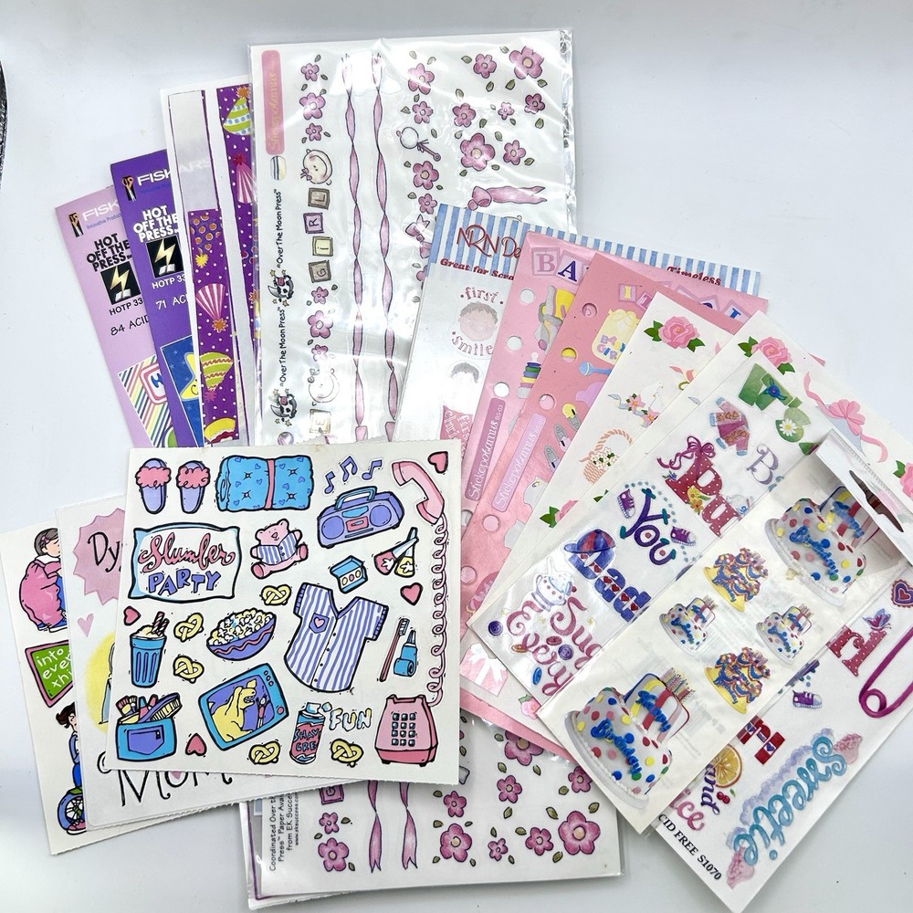 Vtg Scrapbook Stickers Lot 13 Frances Meyer NRN Mrs Grossmans Girl Birthday
