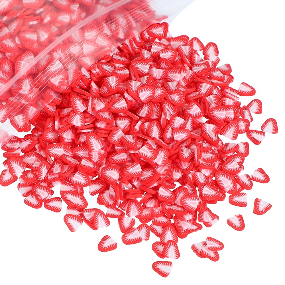 Polymer Clay Slices, 100g Strawberry Triangle Slice Fruit Art Slices, Red
