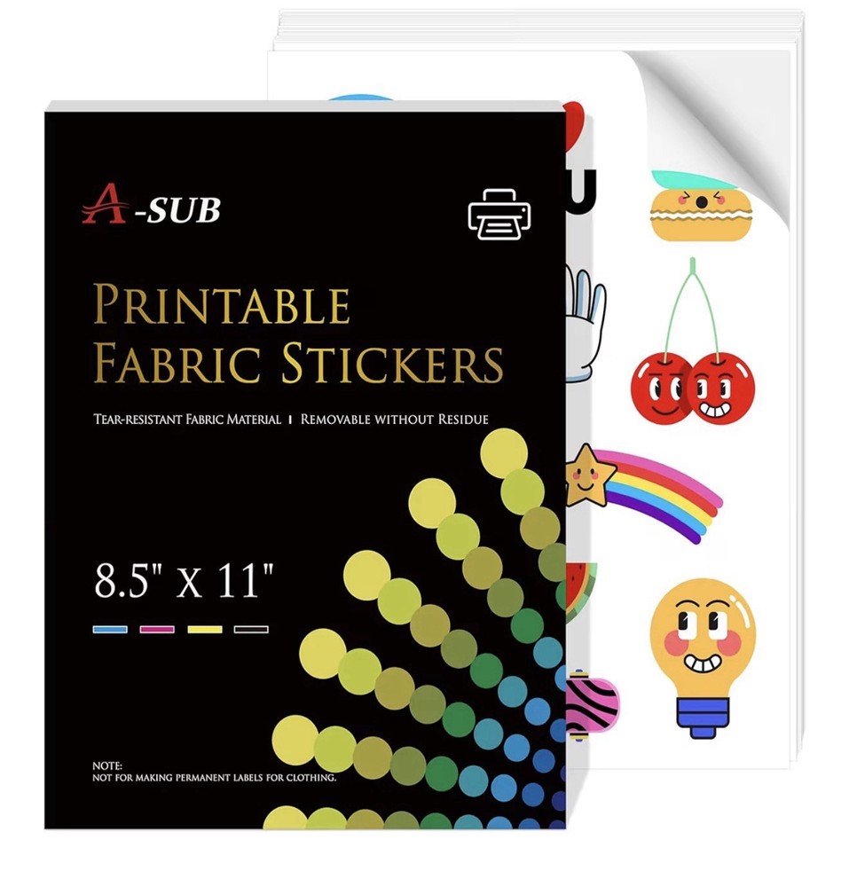 A Sub Printable Fabric Stickers 10 Sheets 8.5”x11”