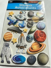 JOT Pop-Up Stickers Space Planets Astronaut Rocket Satellite UFO Stars 22ct NEW