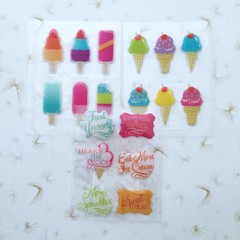 Ice Cream Stickers Set 3 Packs Dimensional Puffy Summer Treats Sweets Kid Craft