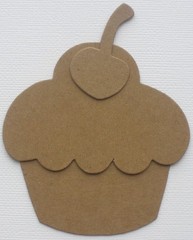 {3} CUPCAKE w/ CHERRY – Birthday Bare Chipboard Die Cuts Embellishments