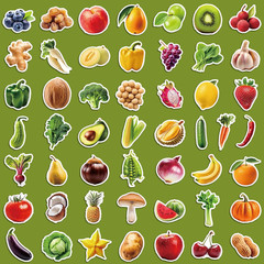 Food Stickers for Kids, 110Pcs Realistic Fruit Vegetable Classroom Decals