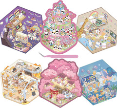 40 Sets DIY 3D Sticker Scenes, Miniature House Pet Shop Room Stickers