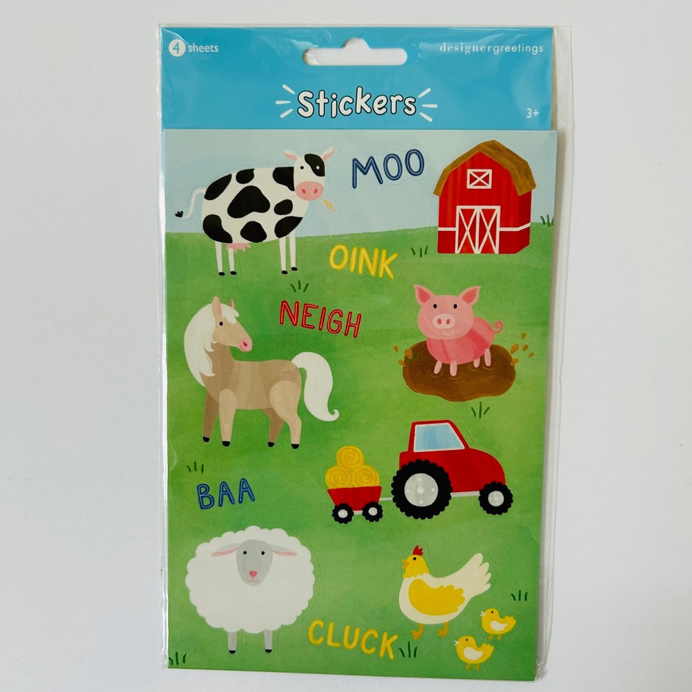 VINTAGE RETRO STICKERS Farm Animals Barn Pigs Cow Sheep Horse NEW FACTORY SEALED