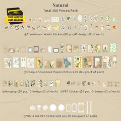 260 PCS Vintage Scrapbooking Supplies Aesthetic Journaling Kit,Large Collection