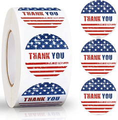 500Pcs Patriotic Thank You Stickers Vintage American Flag Label Decals for 250Th