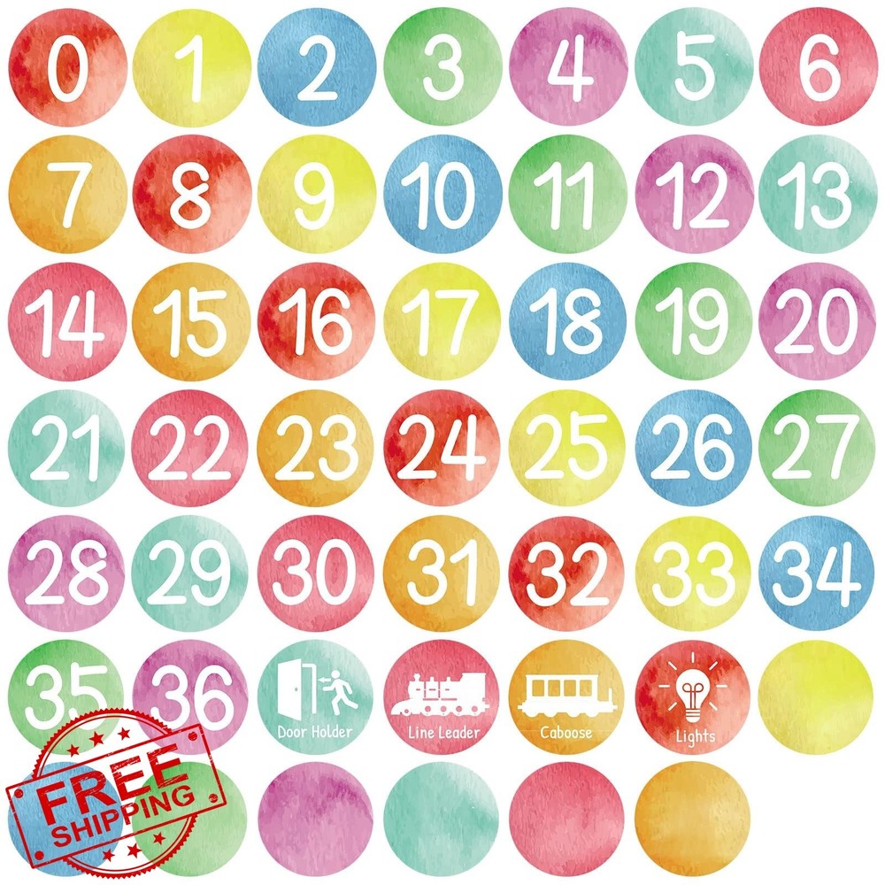 ZOIIWA Watercolor Numbers Stickers