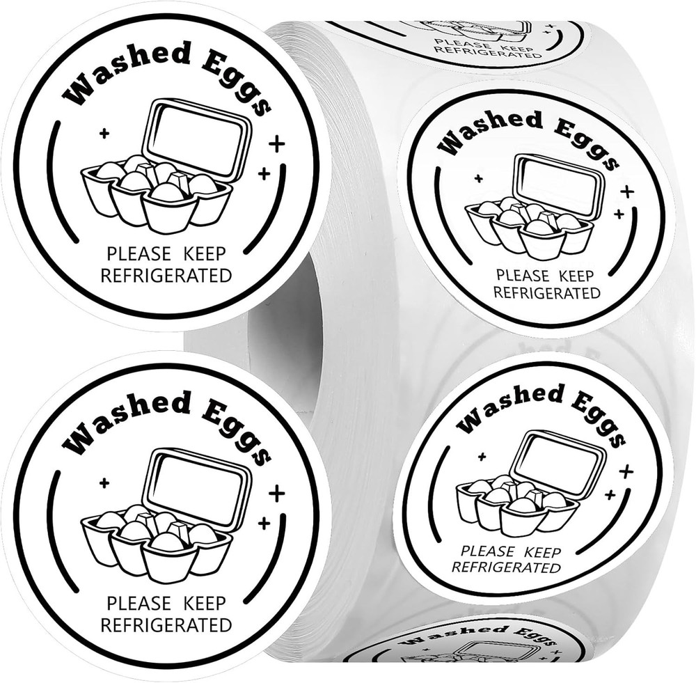 1000 Pcs Farm Fresh Eggs Washed Carton Labels 1.5 Inch Round inch