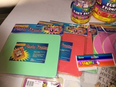 Mixed Craft & Novelty Lot – Foamies Tubs, Photo Frames, Foul Teeth, Stickers