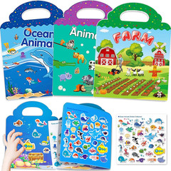 Reusable Dinosaur Sticker Book for Kids, Travel Size, Ages 3-5