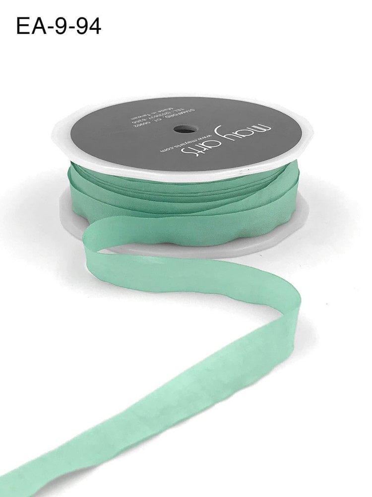 May Arts – 1/2 Inch Wrinkled Faux Silk Ribbon w/Cut Edge, Robin’s Egg Blue, EA94