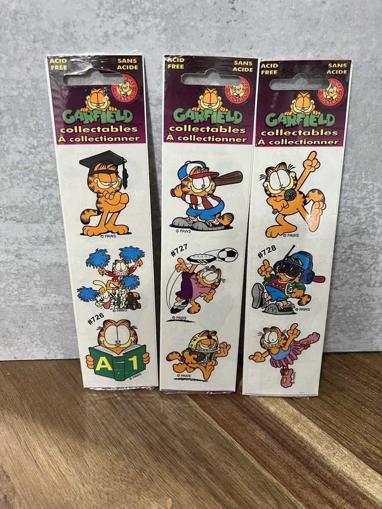 Vintage Okee Dokee Garfield Stickers 3 Sheets New Old Stock