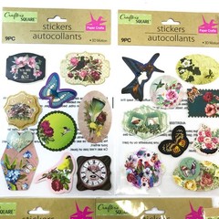 Crafters Square Sticker LOT Vintage Birds Butterflies Floral Mason Jar Labels