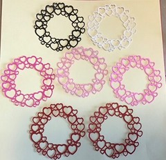 Hearts Circle Frame Heart Round Frame Die Cut Embellishments 6 pcs 3-7/8″