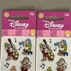 2 Packs Disney Snow White and the 7 Dwarfs Stickers Foil Shimmer Sandylion NIP