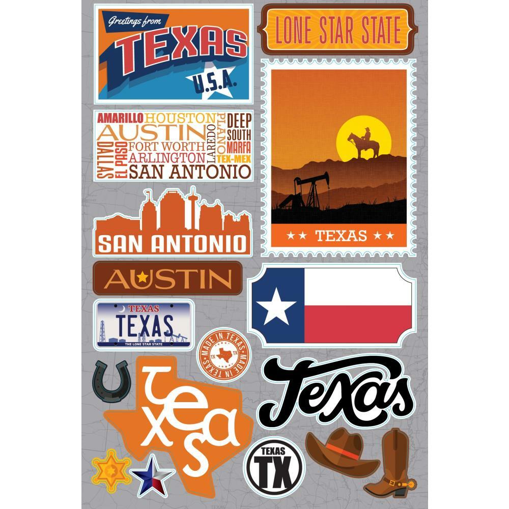 Crafts Stickers 3D Texas Lone Star State Shape License Plate Flower San Antonio