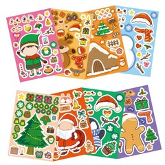 8/16/24PCS Toy Puzzle Stickers Cartoon Christmas Make a Face Stickers DIY Handic