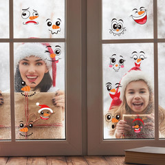 Snowman Faces Stickers,42 Pcs Cute Snowman Face Decals Christmas Vinyl Glass Win