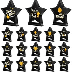 18 PCS Small Star Acrylic Employee Appreciation Award Trophies Plaques Black