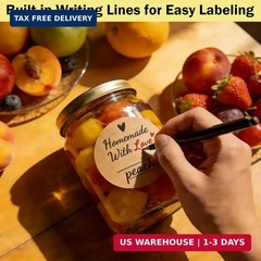 600 Pcs Homemade with Love Stickers, 2″ round Canning Labels for Mason Jars, Jam