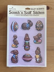 Vtg 1983 Hallmark CHOCOLATE Bunny Scratch ‘n Sniff Silly Scents Stickers SEALED!