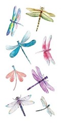 Scrapbooking Stickers PH Slim Watercolor Dragonflies Blue Pink Purple Pastels