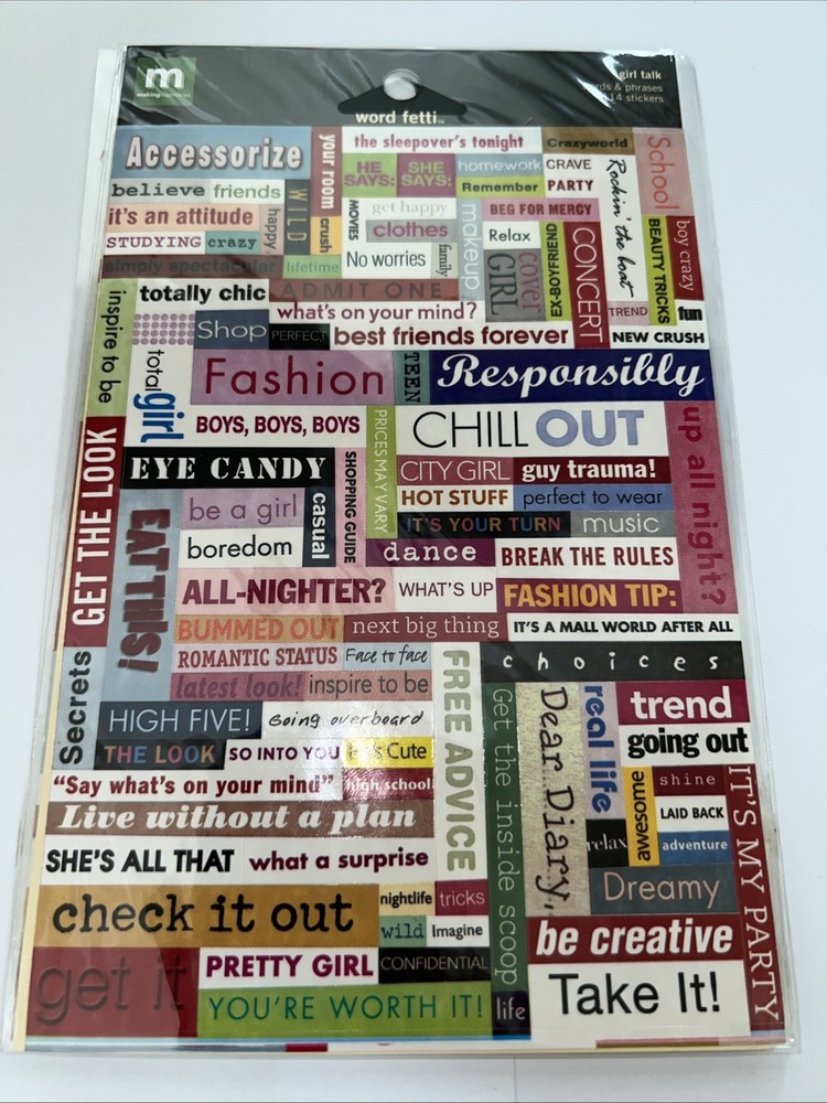 Making Memories Girl Talk Word Fetti Stickers 114 Stickers NIP