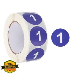 PATIKIL Number 1 Circle Stickers 1 Inch Round Dark Blue Color Coded 500 Roll