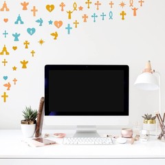 500pcs Christian Glitter Stickers Foam Self-Adhesive Bible Multi-Colour Art C…