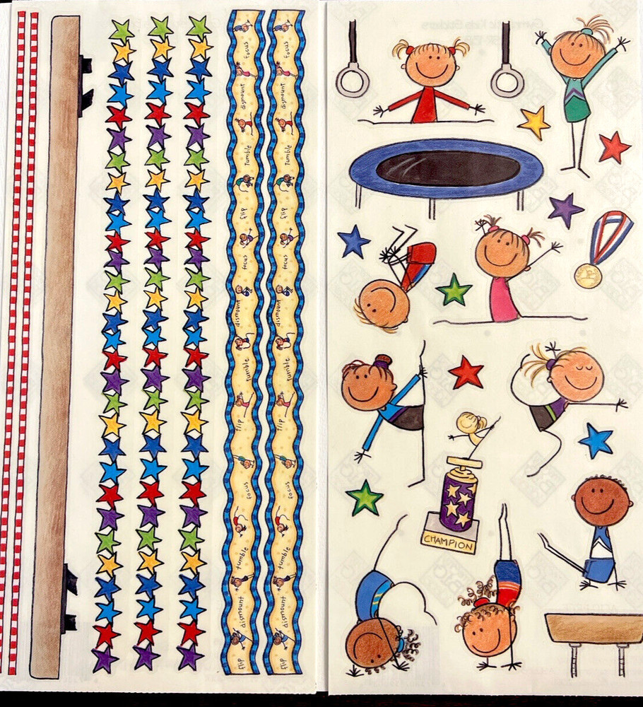 Gymnastics Stickers + Borders: Me & My Big Ideas•Large Sheets•Vintage•Scrapbook