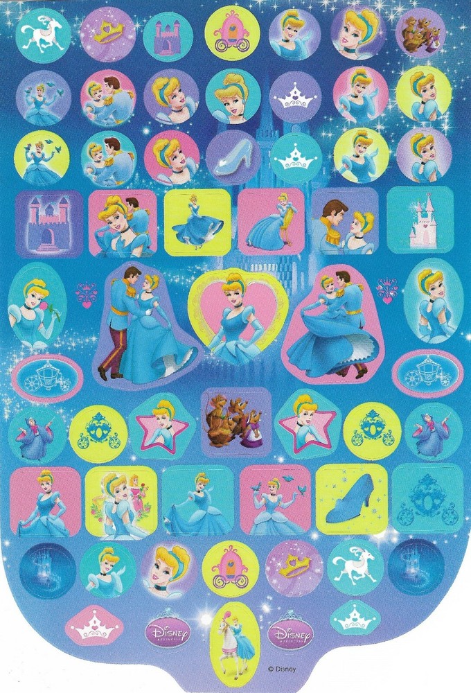 Stickers Disney Princess Tiana Cinderella Belle Jasmine Merida Ariel Aurora #16