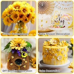45 Pcs Tiny Resin Bees Small Plastic Bumble Bee Decor Honey Bee Decorations for