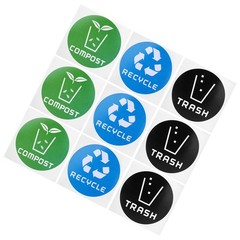 60Pcs/Set Round Recycle Trash Compost Sticker Decal For Trash Cans Garbage C EJJ