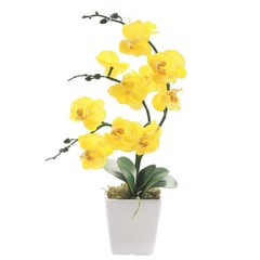 15″ Tall Artificial Silk Phalaenopsis Orchid Flower Plant Pot Arrangements (Y…