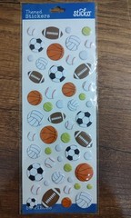 Sticko Themed Stickers Sports Balls 53 Pcs Puffy Assorted Colors Tennis Soccer